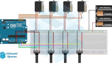 Potansiyometre ile 4 Adet Servo Motor Kontrollü Robotik Kol